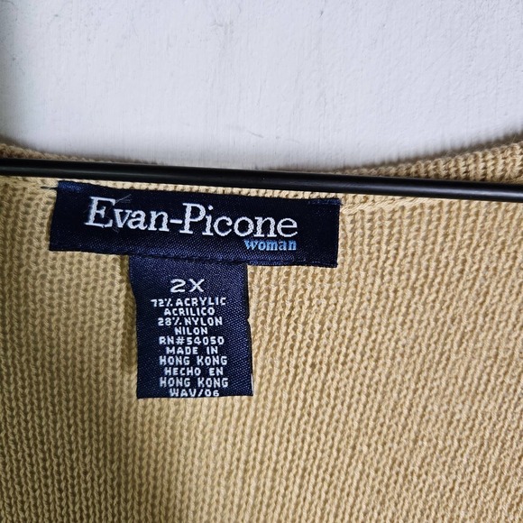 Boho Beaded Short Sleeve Sweater Top V-Neck Women's 2X Plus Tan Orange - Picture 5 of 8